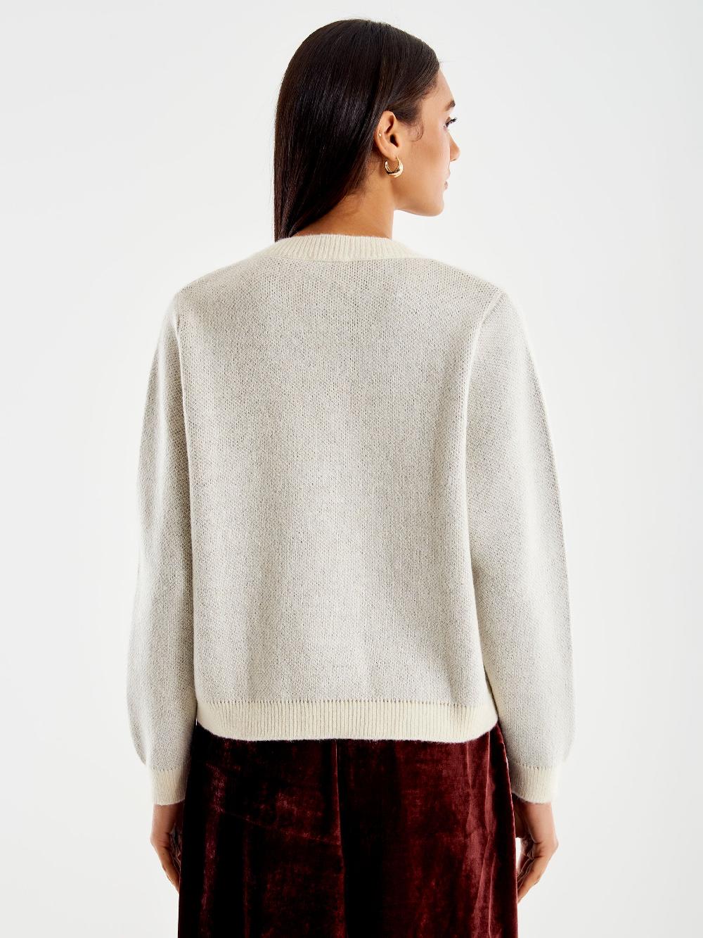 Vicolo Pull Con Orsetto Ricamato Bianco Offerte