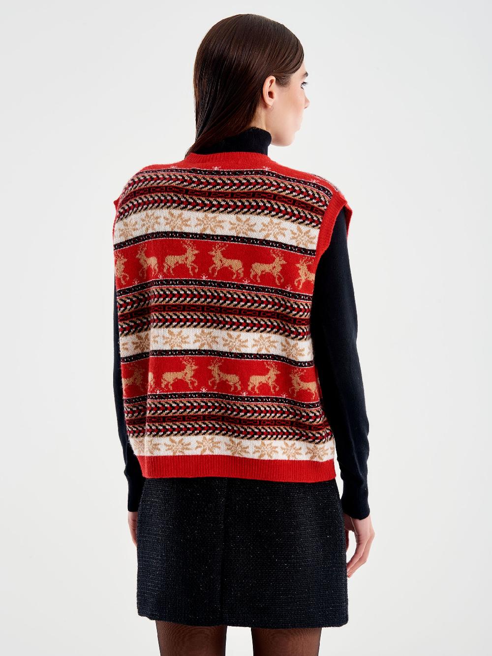 Vicolo Cardigan scollo a V Motivo Atzeco Rosso Hotsell