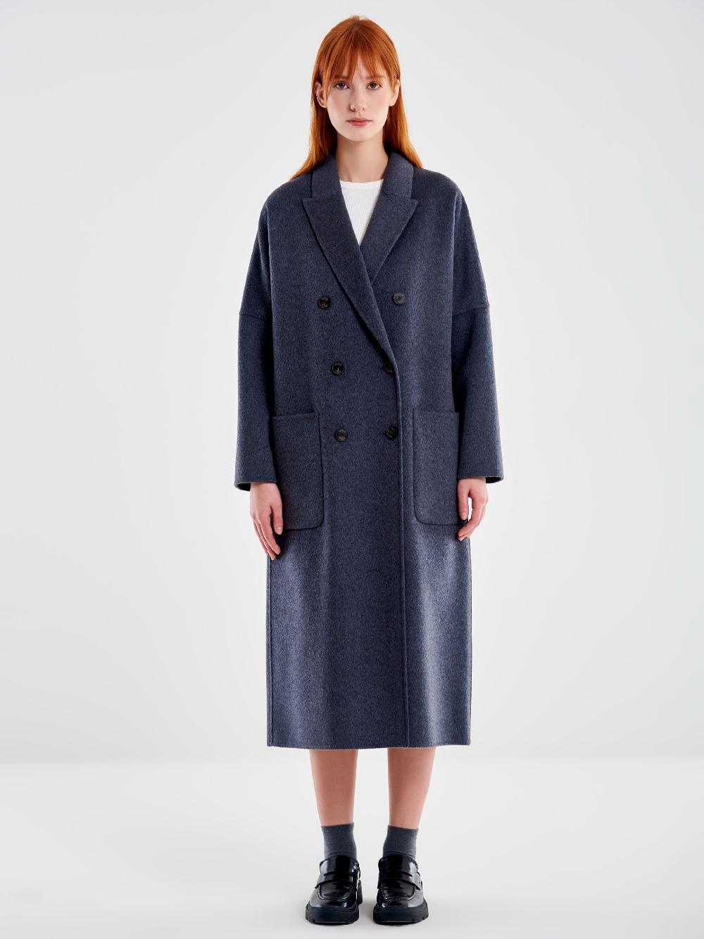 Vicolo Cappotto Doppiopetto Basic Lungo Grigio Nuovo