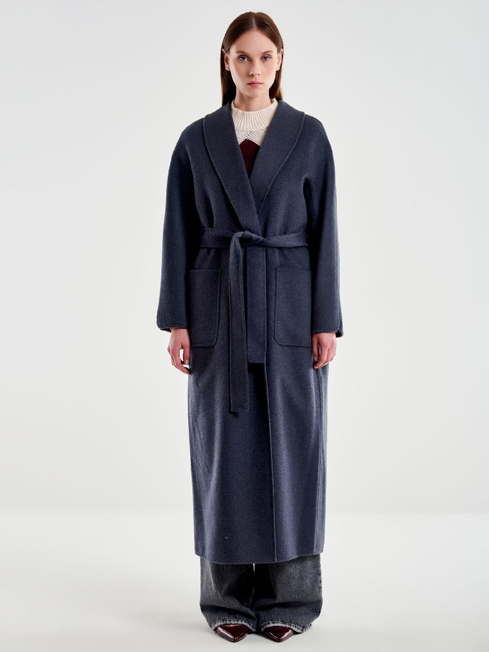 Vicolo Cappotto con Cintura Lungo Grigio Promozione