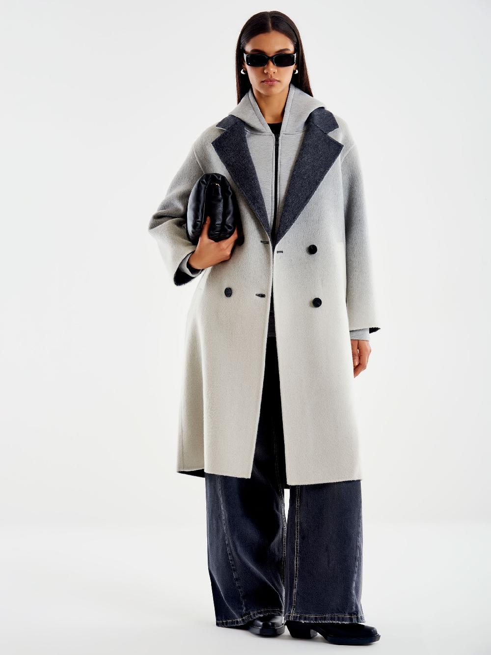 Vicolo Cappotto Ampio Effetto Sfumato Grigio
