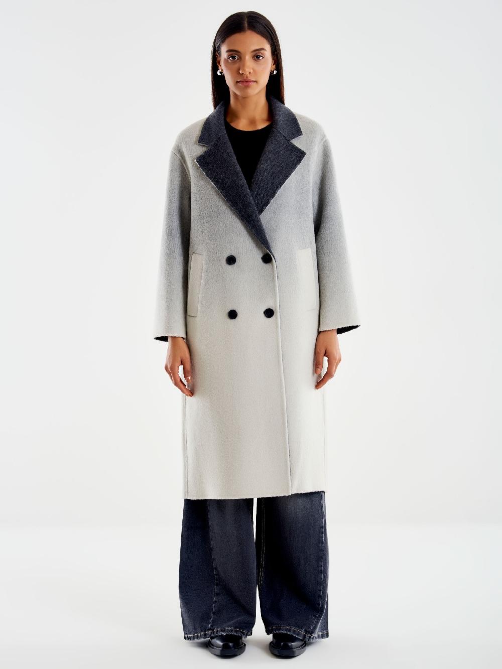 Vicolo Cappotto Ampio Effetto Sfumato Grigio Pezzi Unici