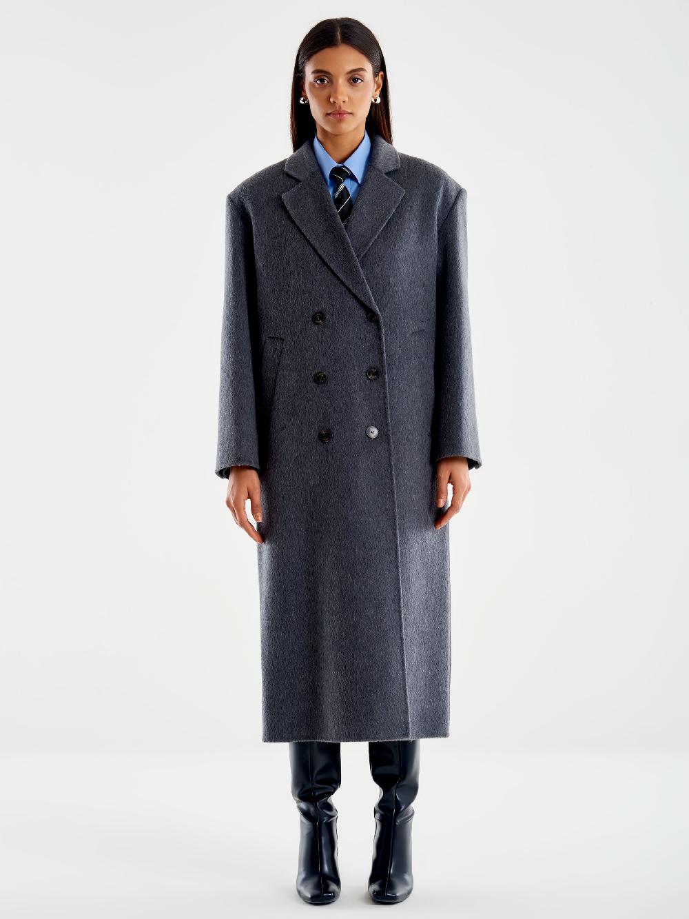 Vicolo Cappotto Maxi Spalle Grigio Negozi Online