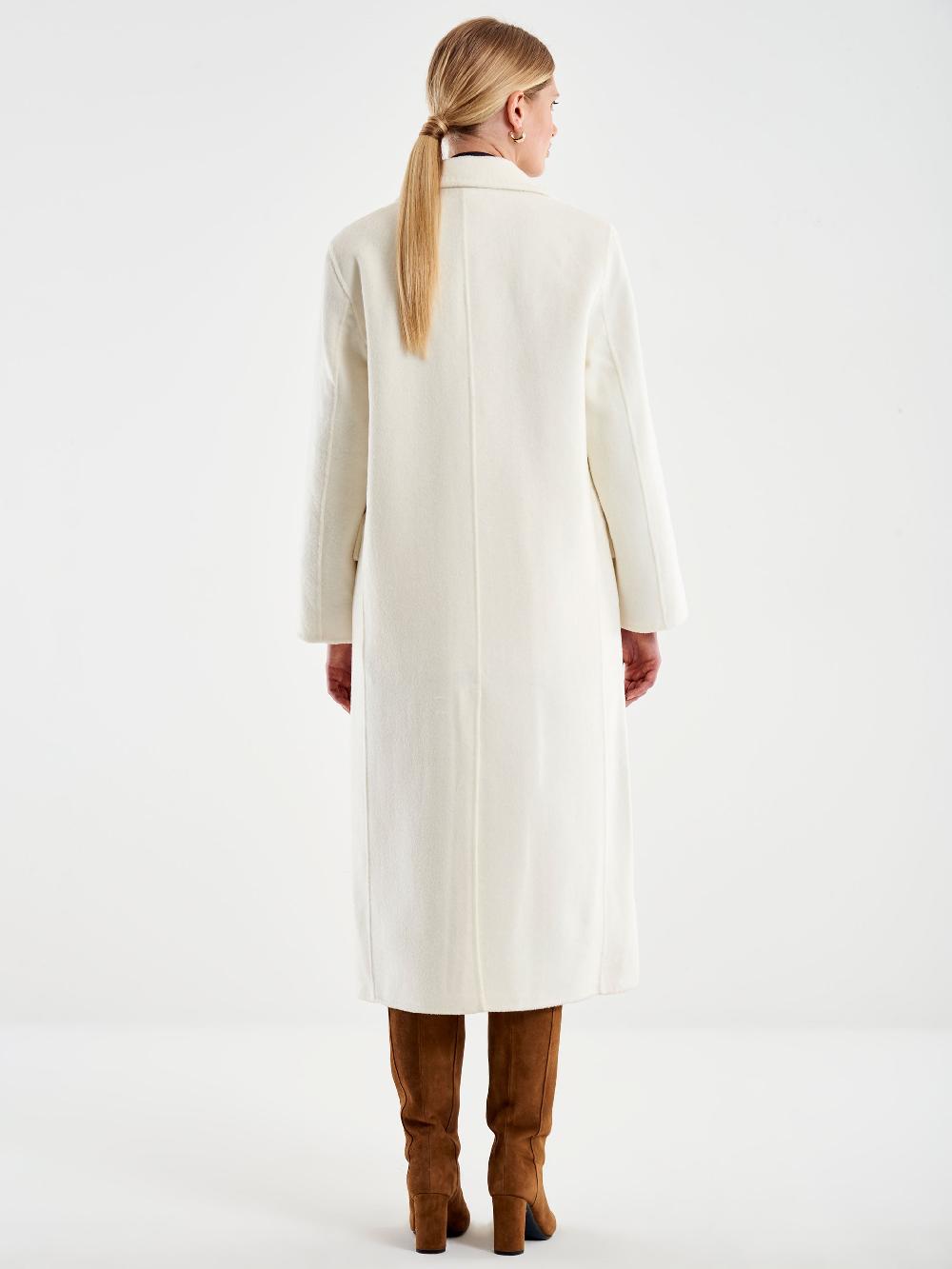 Vicolo Cappotto Lungo Doppiopetto Bianco Acquista Ora