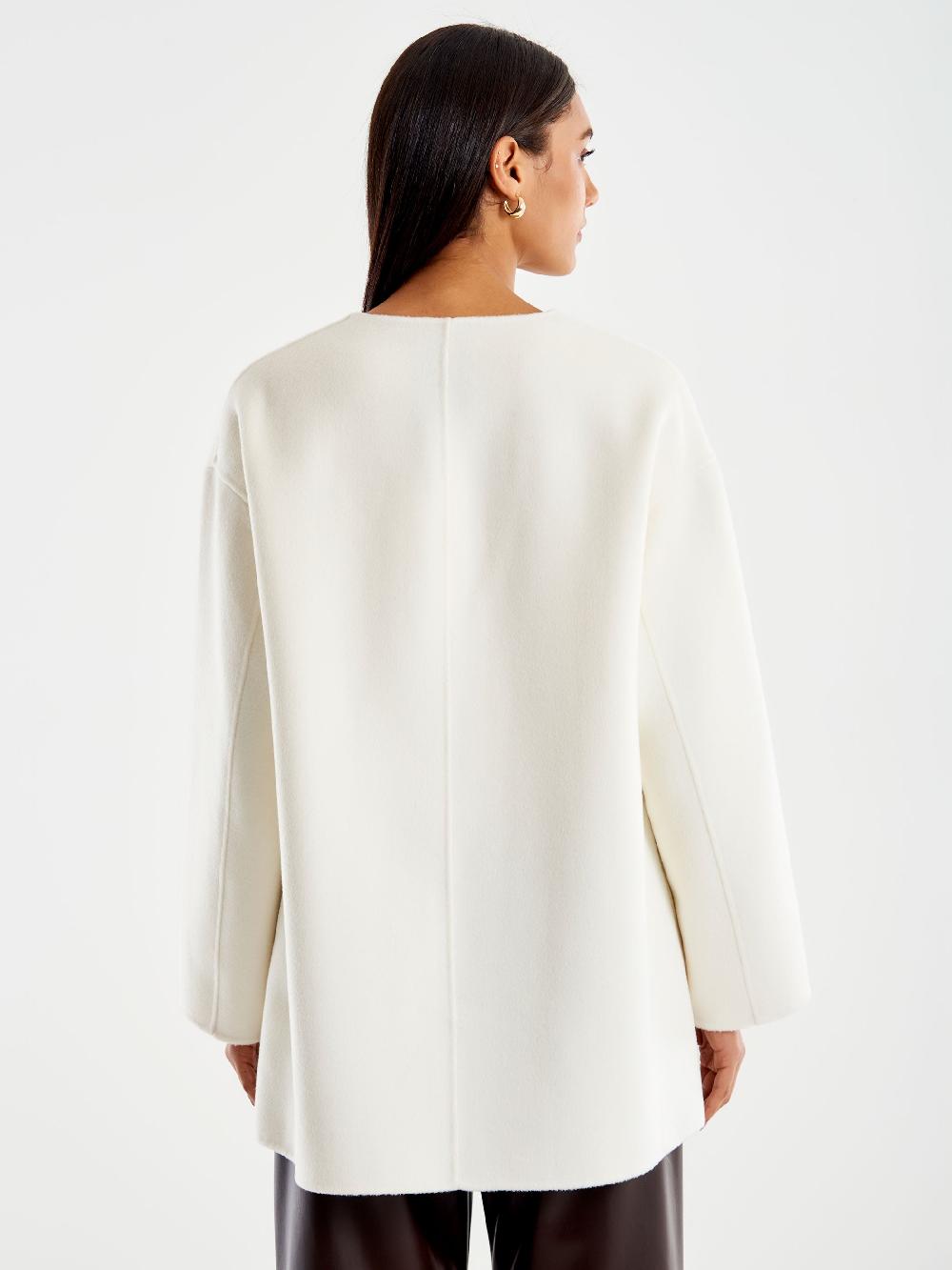 Vicolo Cappotto Corto Scollo a V Bianco Sconti VIP