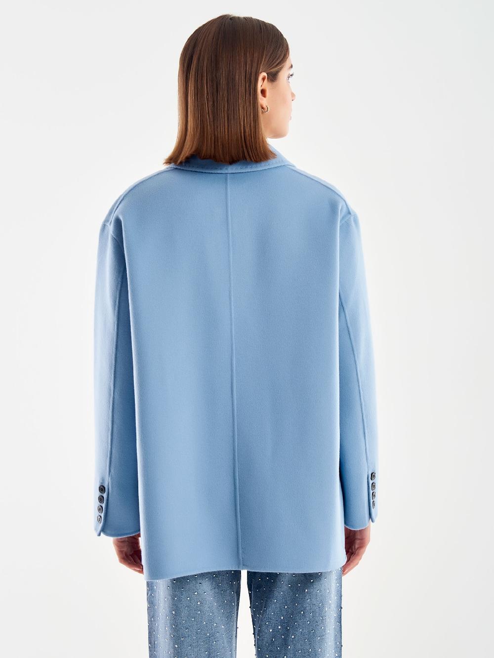 Vicolo Giacca Oversized Misto Lana Azzurro Promozione Limitata