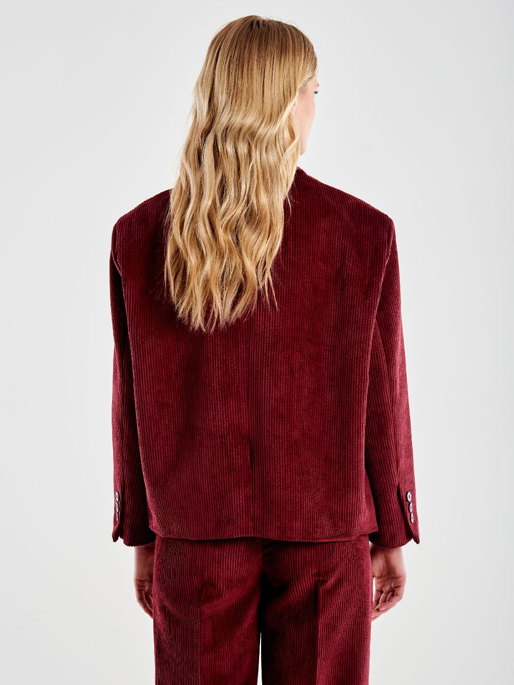 Vicolo Giacca Oversized Cropped in Velluto Bordeaux Offerta