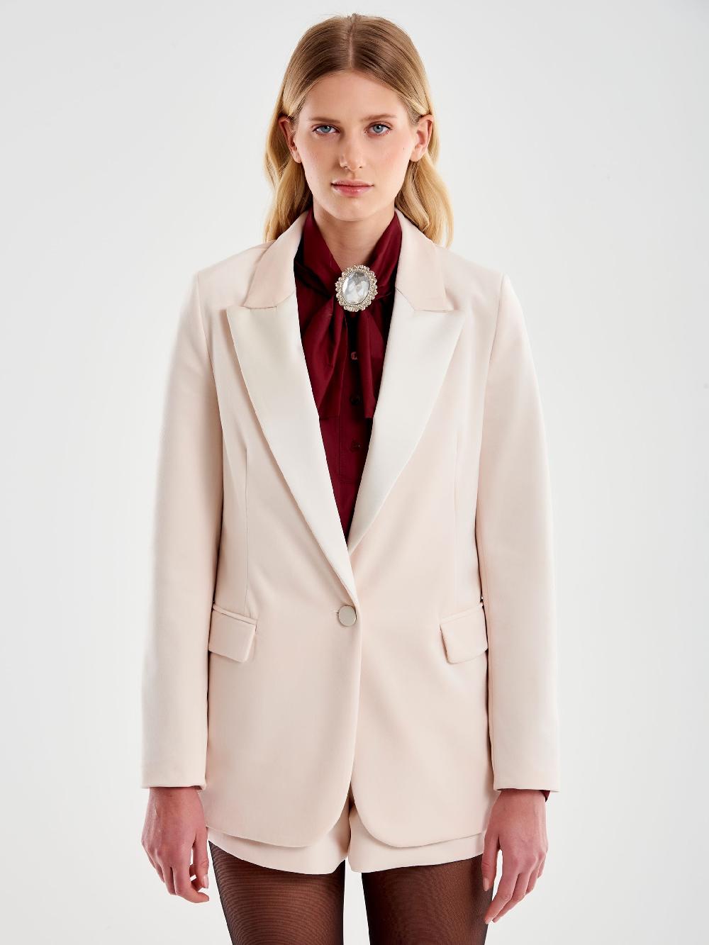 Vicolo Blazer Velluto con Reverse Satin Bianco Economico