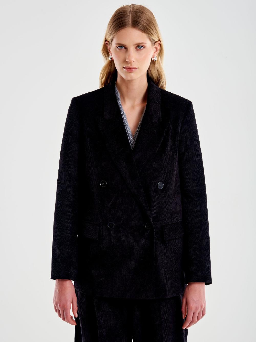 Vicolo Blazer in Velluto Doppiopetto Nero Online