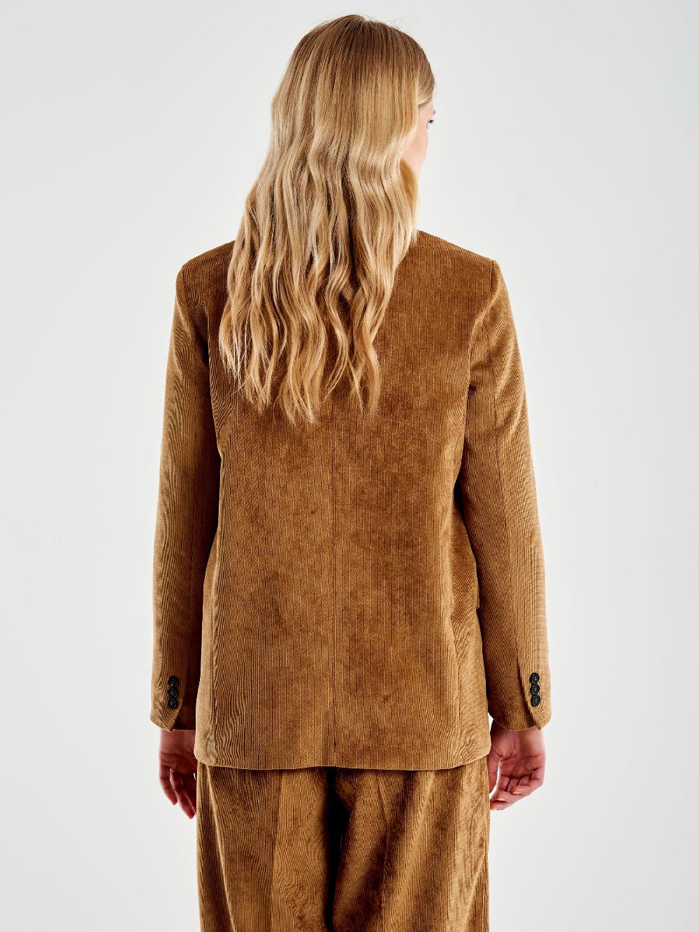 Vicolo Blazer Doppiopetto in Velluto Cammello Outlet