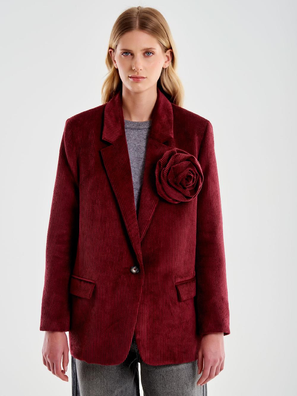 Vicolo Blazer con Rosa Oversized Velluto Bordeaux In Vendita