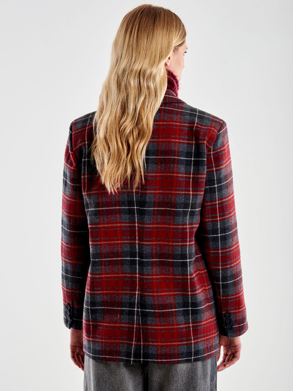 Vicolo Blazer Doppiopetto Over Spilla Quadri Bordeaux Saldi
