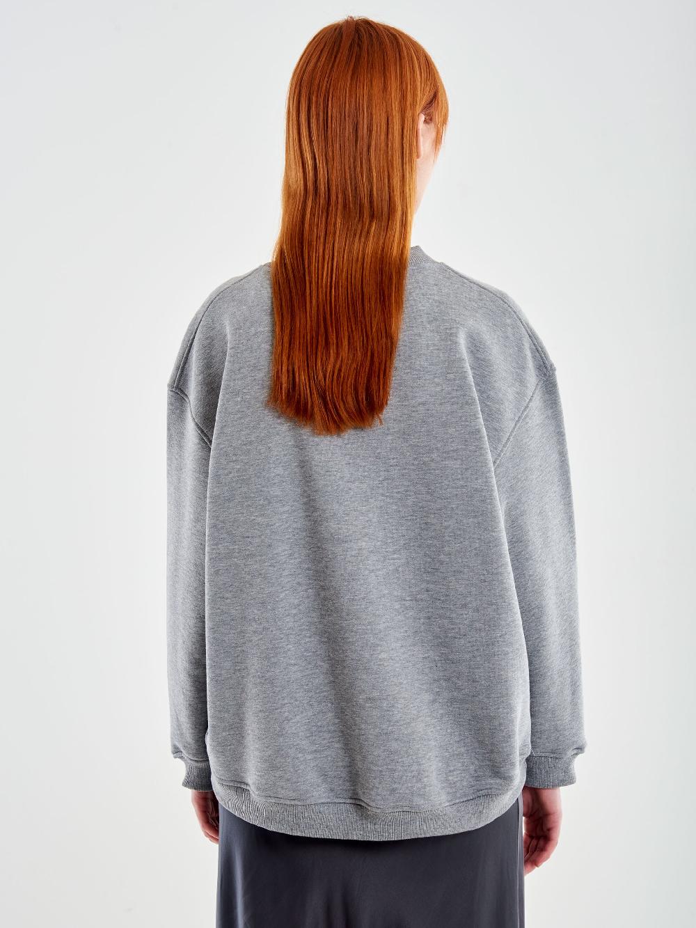 Vicolo Felpa Oversized Wild Life Grigio Vendita Economica