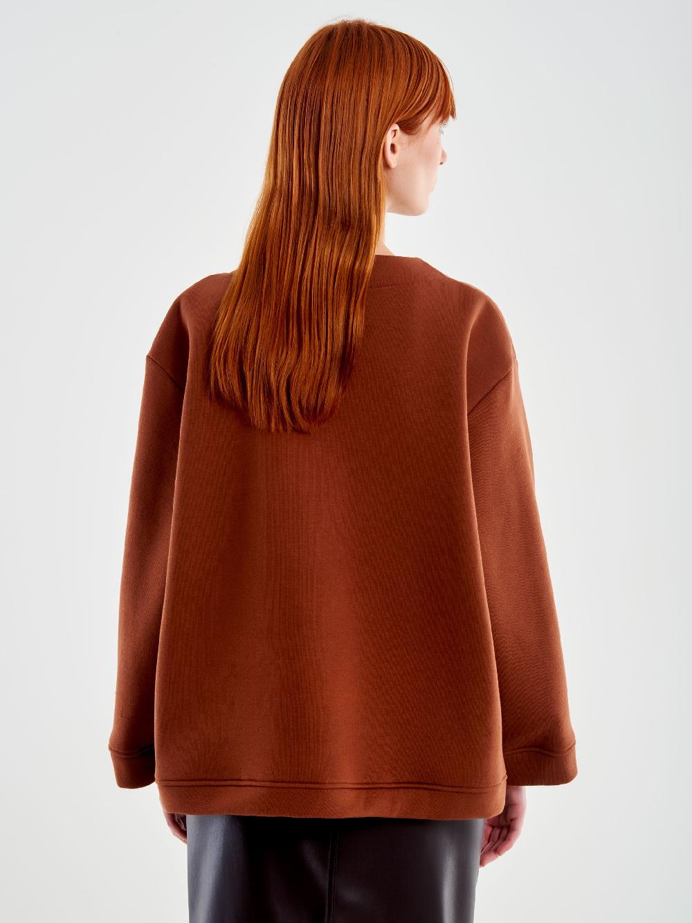 Vicolo Cardigan in Felpa con Patch e Spille Marrone Saldi Di Fabbrica