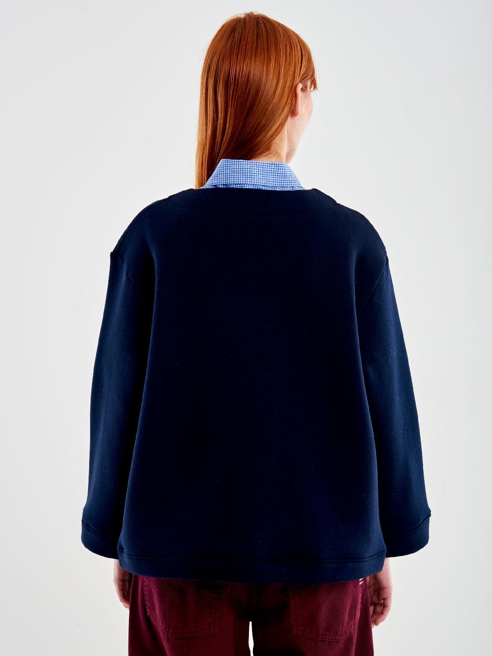 Vicolo Cardigan in Felpa con Patch Blu I Più Venduti