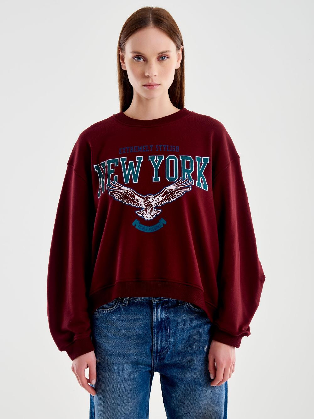 Vicolo Felpa Oversized Varsity Bordeaux Negozio