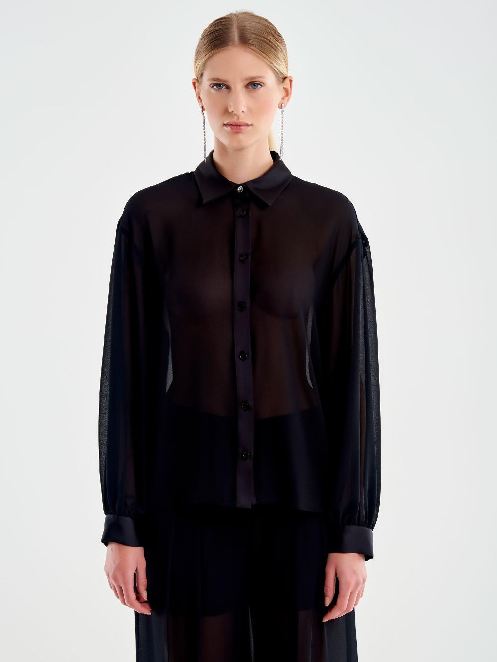 Vicolo Camicia in Georgette Nero Moda