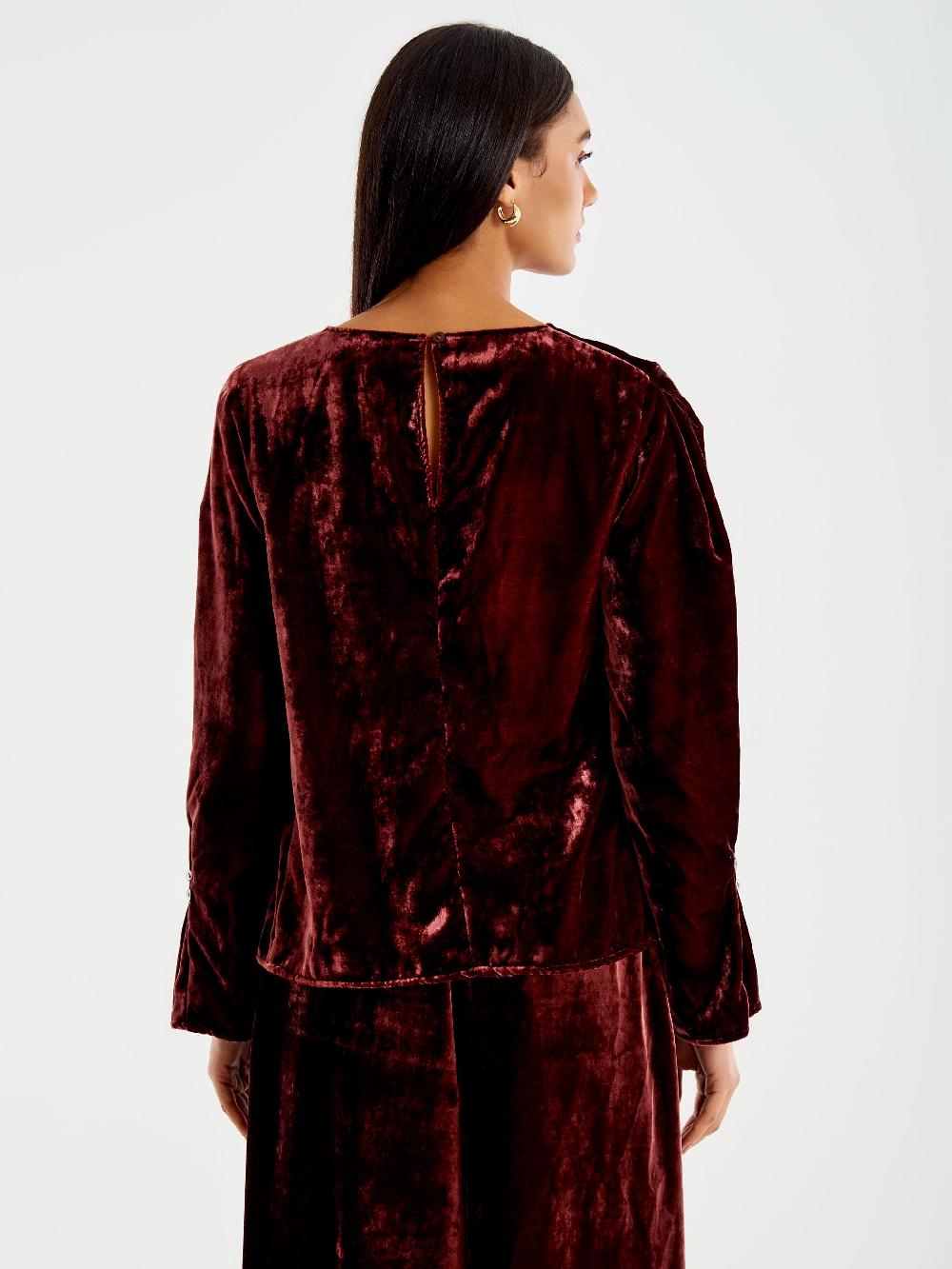 Vicolo Blusa Girocollo Velluto Bordeaux Italy