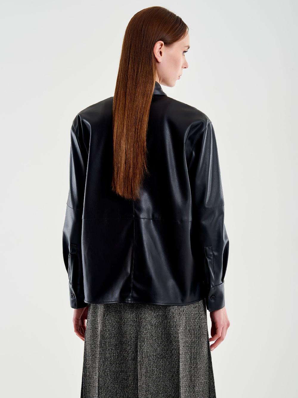 Vicolo Camicia Effetto Pelle Nero 2025