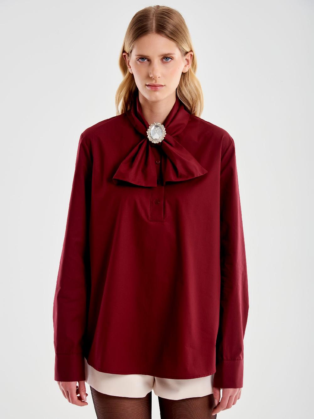 Vicolo Camicia con Fiocco e Cabochon Bordeaux In Linea