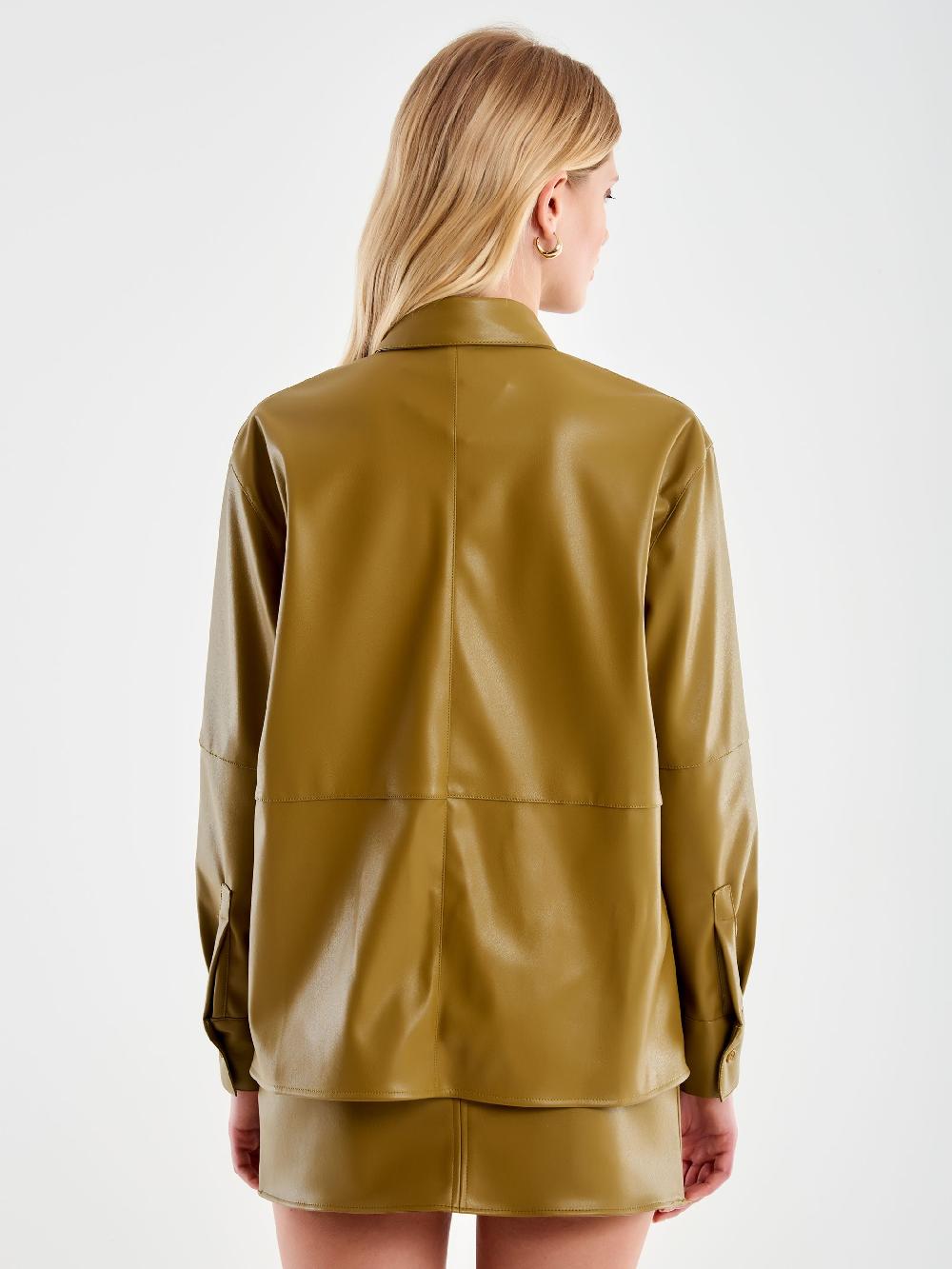 Vicolo Camicia Effetto Pelle Militare Nuovo