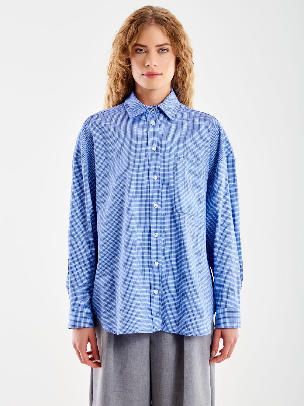 Vicolo Camicia a Quadri con Tasca Blu Qualità