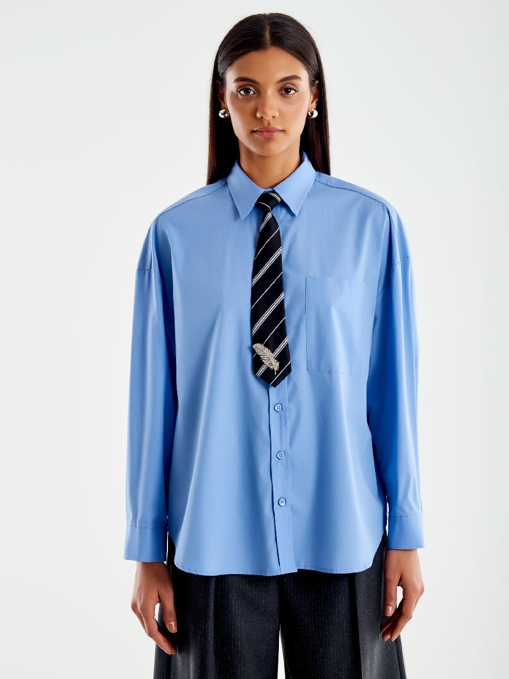 Vicolo Camicia con Cravatta a Righe Azzurro Spedizione Gratuita