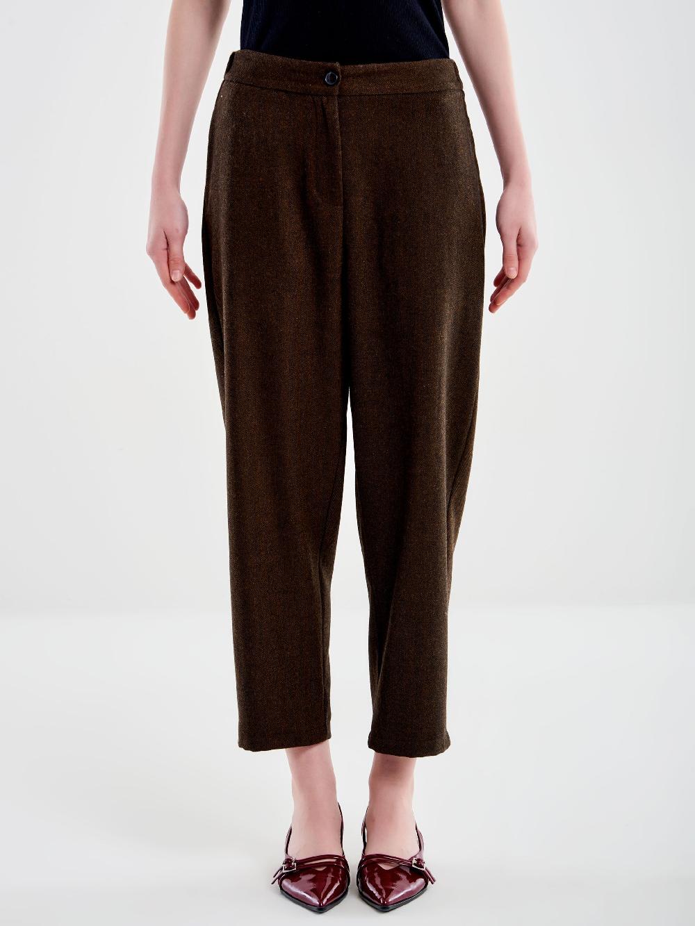 Vicolo Pantalone Carrot Fit Fesco di Lana Spinato – Vicolo Qualità Garantita