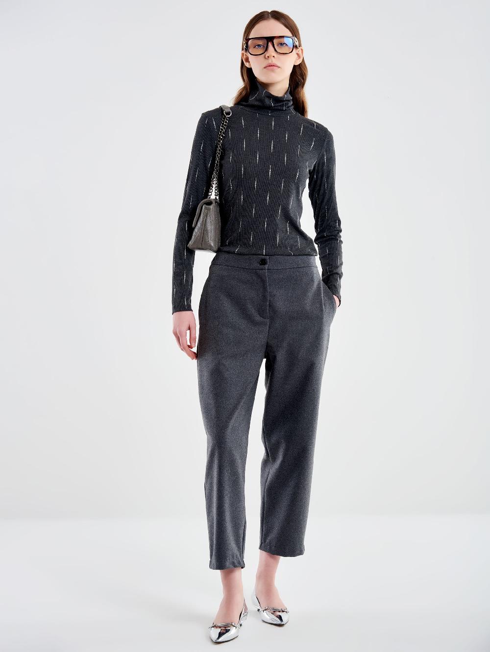 Vicolo Pantalone Carrot Fit Fesco di Lana – Vicolo