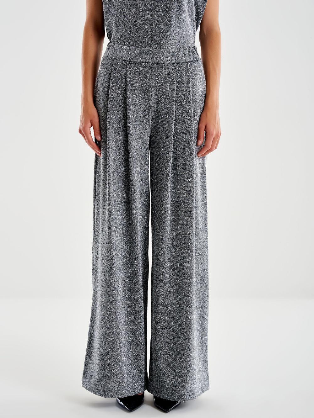 Vicolo Pantalone Ampio Lurex Grigio Affare Del Giorno