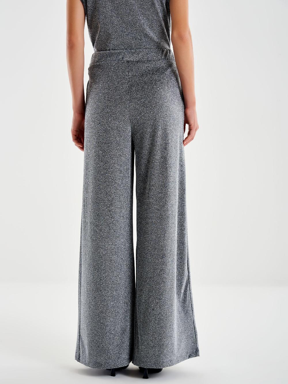 Vicolo Pantalone Ampio Lurex Grigio Affare Del Giorno