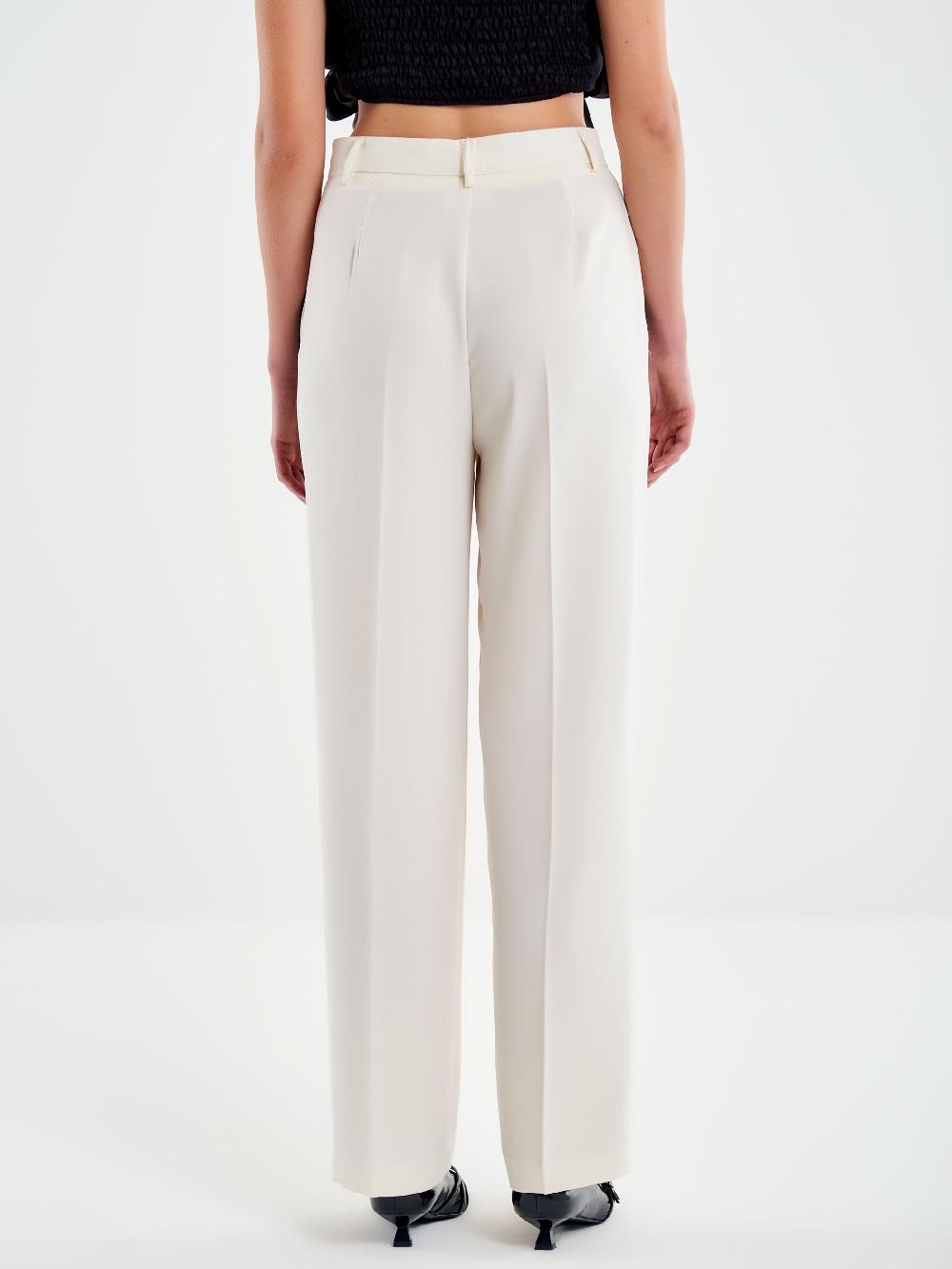 Vicolo Pantalone Banda Laterale Satin a Contrasto Bianco Convenienza