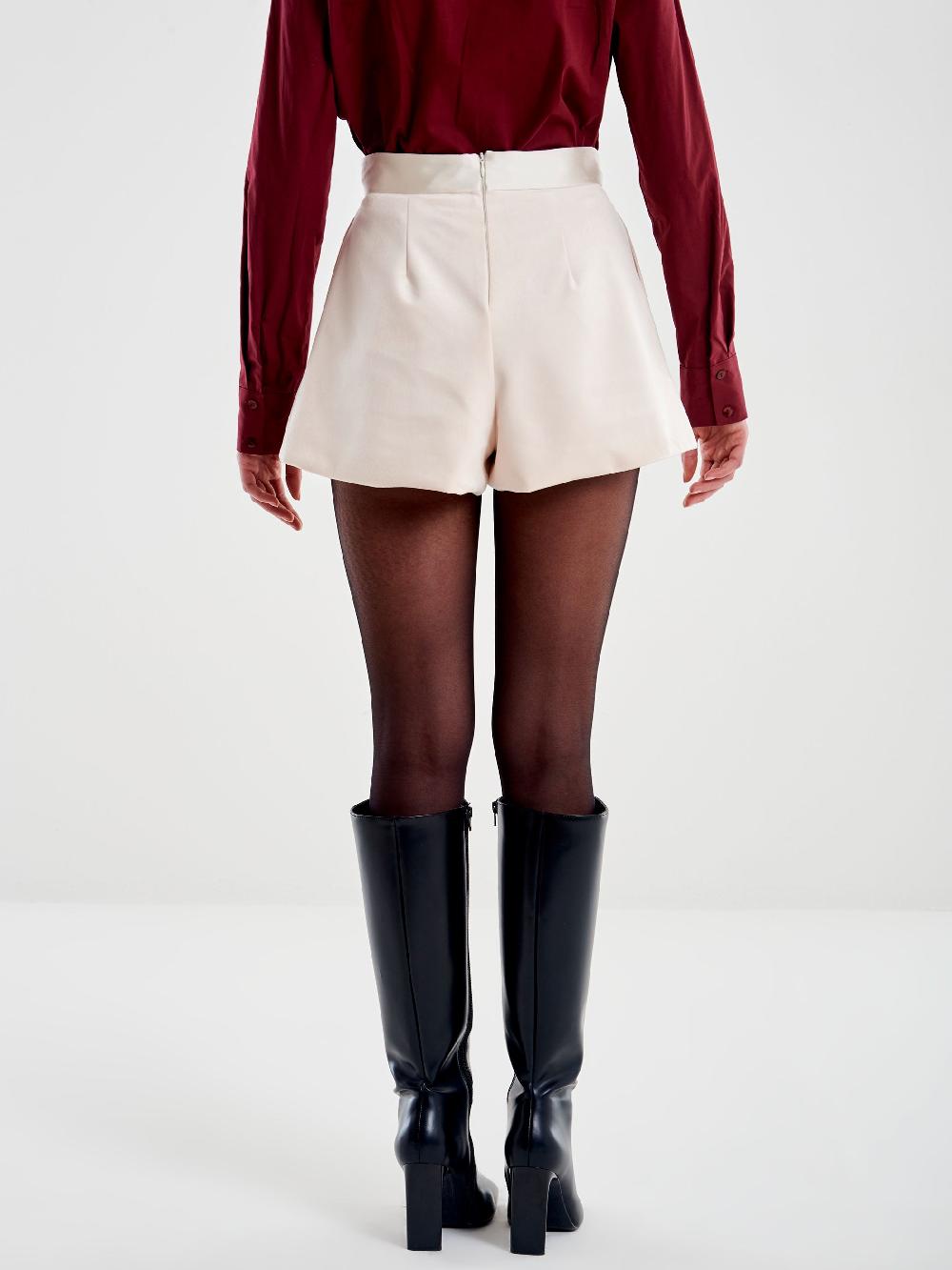 Vicolo Shorts in Velluto Dettaglio Satin Bianco Economico