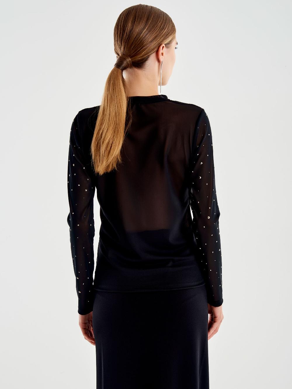 Vicolo Maglia in Tulle con Strass Nero 2025