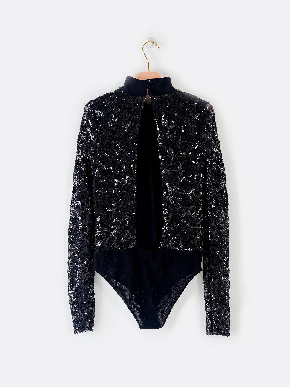 Vicolo Body Pizzo e Paillettes Nero Italy