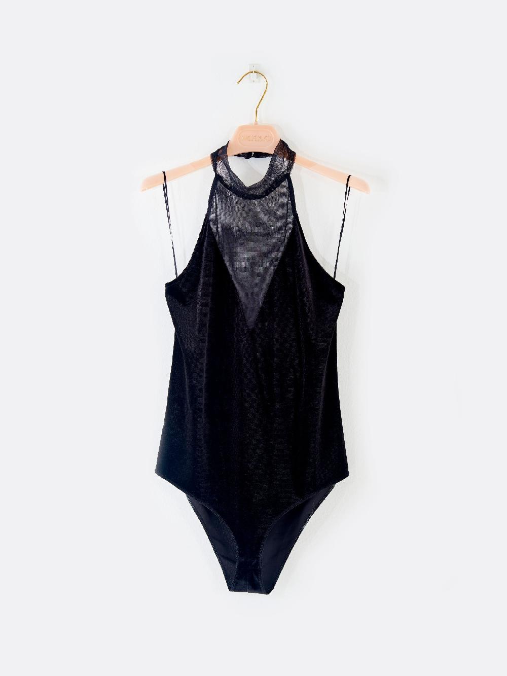 Vicolo Body in Tulle e Velluto Nero Qualità