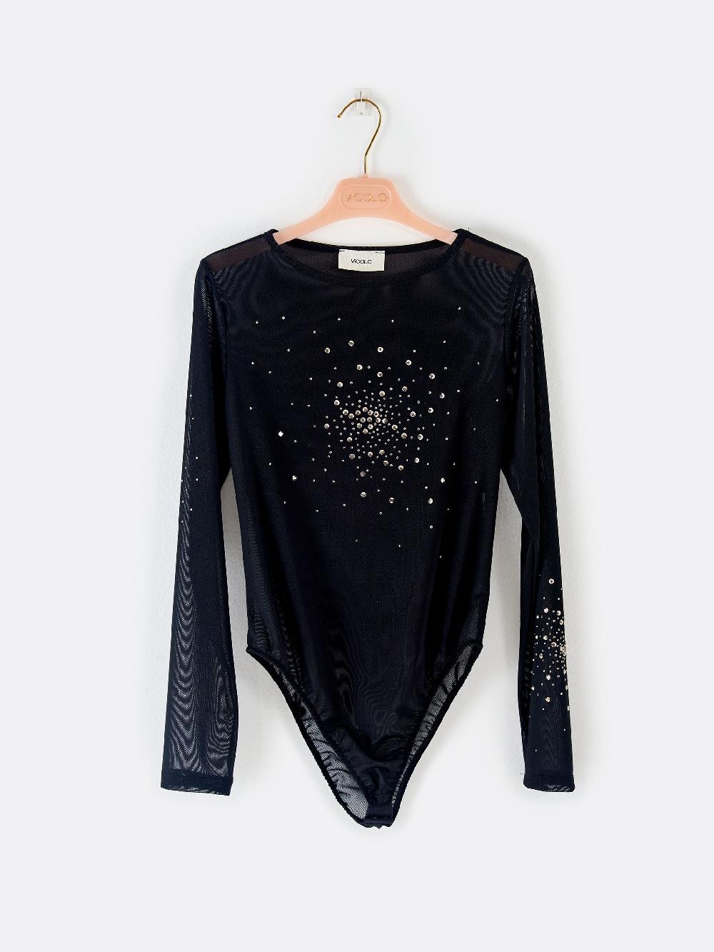 Vicolo Body in Tulle con Strass Nero Vendita