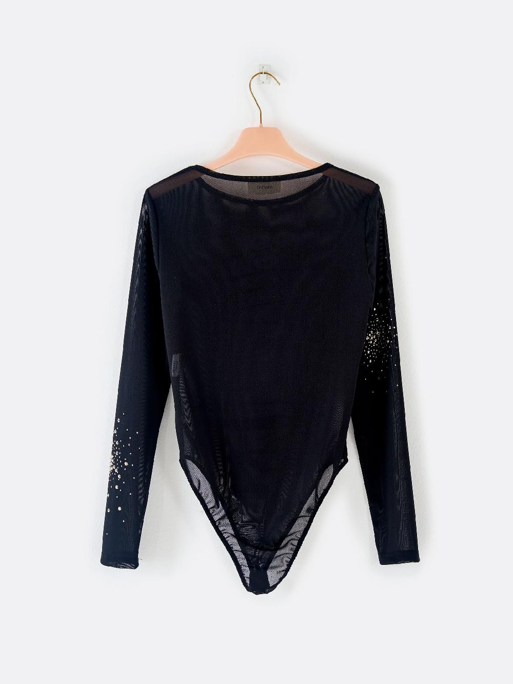 Vicolo Body in Tulle con Strass Nero Vendita