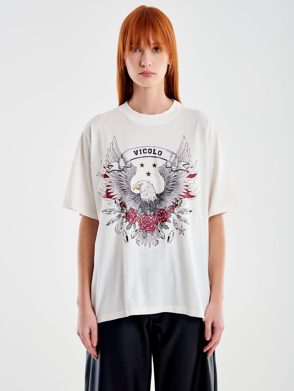 Vicolo T-shirt Fantasia Varsity Bianco Pezzi Unici