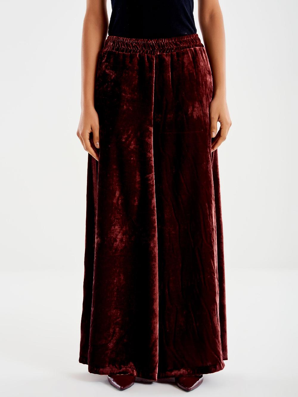 Vicolo Pantalone In Velluto con Elastico Bordeaux Promozione Limitata