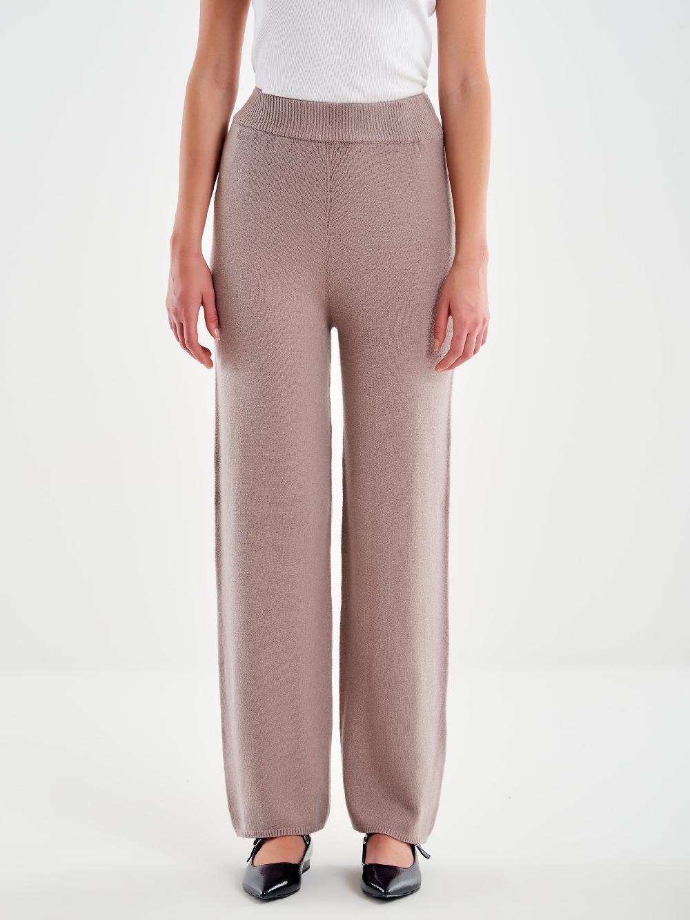Vicolo Pantalone in Maglia con Elastico Beige Sottocosto