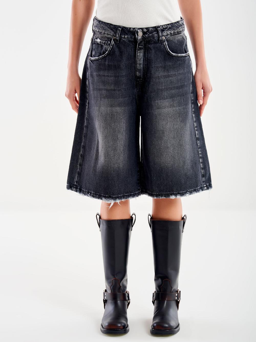Vicolo Jeans Bermuda Nero Rotture Nero Saldi
