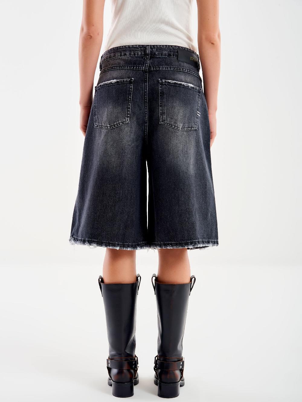 Vicolo Jeans Bermuda Nero Rotture Nero Saldi