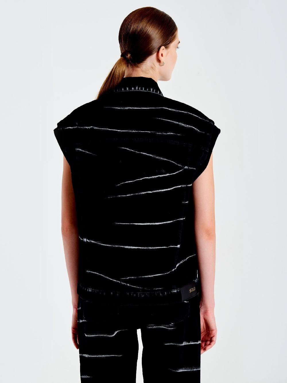 Vicolo Gilet in Jeans Effetto ZebratoNero Hotsell