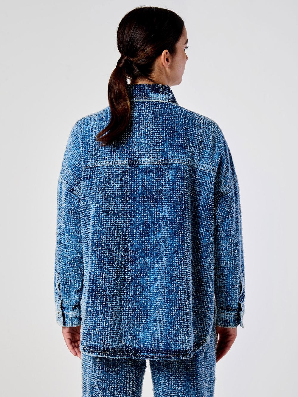 Vicolo Camicia in Denim OverBlu Vendita Calda