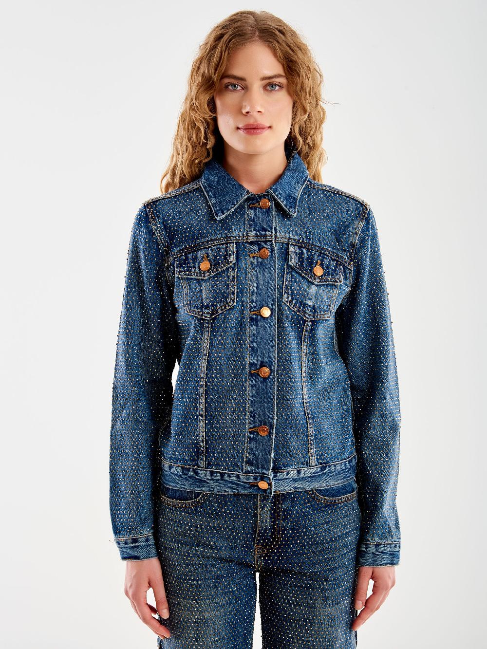 Vicolo Giacca Jeans e Strass Blu Vendita Economica