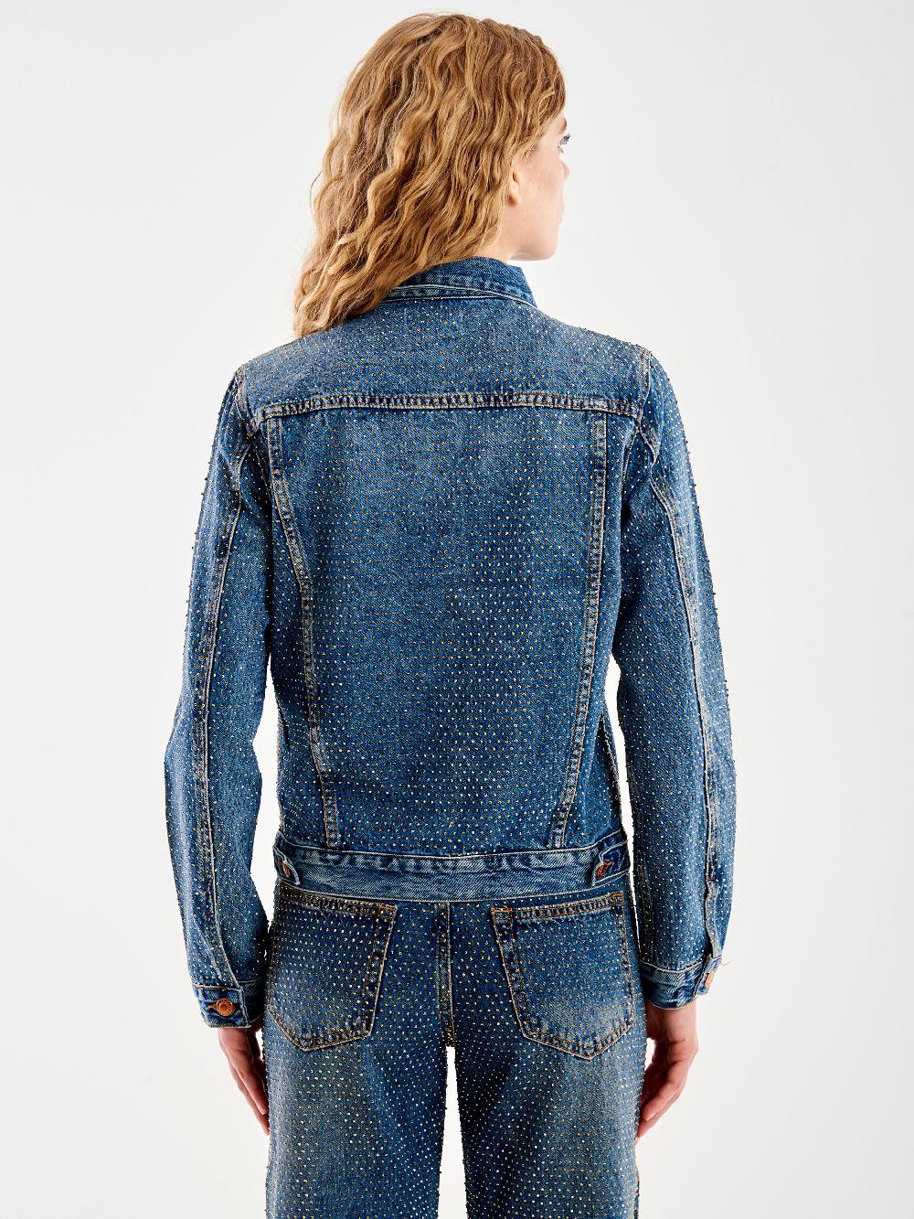 Vicolo Giacca Jeans e Strass Blu Vendita Economica