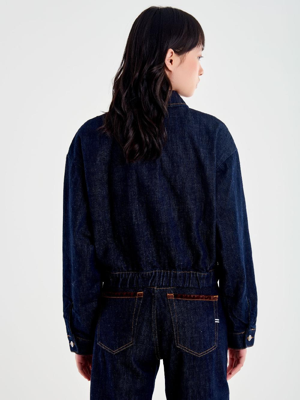 Vicolo Giubbotto in Denim Dettagli Alcantara Blu Saldi Di Fabbrica