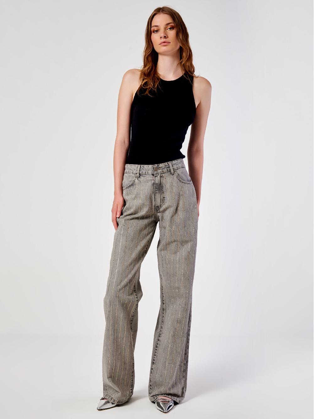 Vicolo Jeans Strass effetto GessatoGrigio