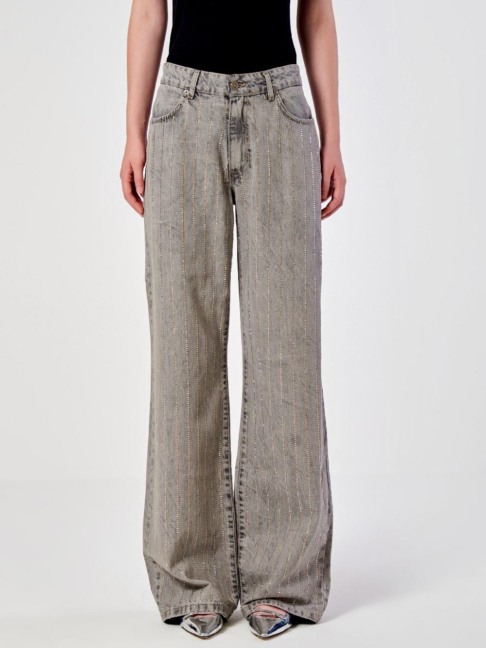 Vicolo Jeans Strass effetto GessatoGrigio Nuova
